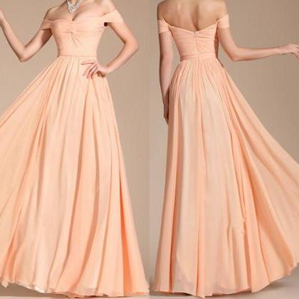 Peach Bridesmaid Dress, V Neck Bridesmaid Dress,..
