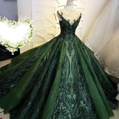 ball gown prom dresses, lace prom dresses, sequins prom dresses, green prom dresses, v neck prom dresses, sparkly formal dresses, new arrival party dresses, arabic party dresses, 2020 formal dresses, ball gown evening dresses, green evening dress, sparkly evening dress, shinning evening dress, shinning formal dresses