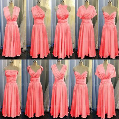 coral bridesmaid dress, coral evening dresses, chiffon wedding party dresses, evening gowns, convertible bridemsaid dress, chiffon bridesmaid dress, long bridesmaid dress, custom make bridesmaid dress, cheap bridesmaid dresses,new arrival bridesmaid dress, 2020 bridesmaid dresses, sexy bridesmaid dress