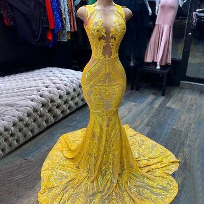 yellow prom dresses, sheer prom dress, lace evening dress, vintage prom dresses, custom make prom dress, 2021 prom dresses, new arrival party dresses, 2022 vintage prom dress, arabic formal dress, yellow prom dresses, sexy evening gowns