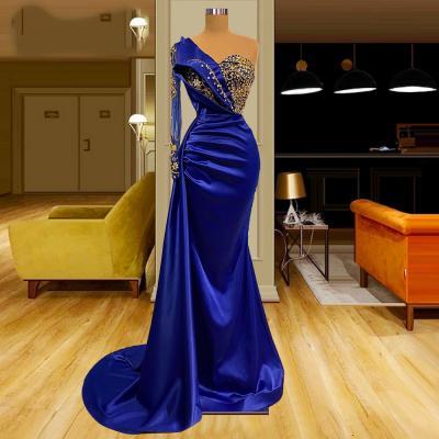 royal blue prom dresses, beaded prom dresses, long sleeve prom dresses, mermaid prom dresses, satin evening dresses, 2022 evening dresses, custom make evening gowns, fashion party dresses, cheap evening gowns, new arrival evening gowns