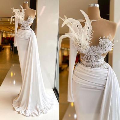 white prom dresses, feather prom dresses, lace prom dresses, fur evening dresses, custom make evening dresses, fashion evening dresses, white evening dresses, long sleeve prom dresses