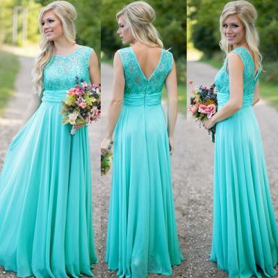 Turquoise Blue Bridesmaid Dress, Lace Bridesmaid Dress, Long Bridesmaid Dress, Wedding Party Dress, Cheap Bridesmaid Dress, Chiffon Bridesmaid Dress, Bridesmaid Dresses 2017