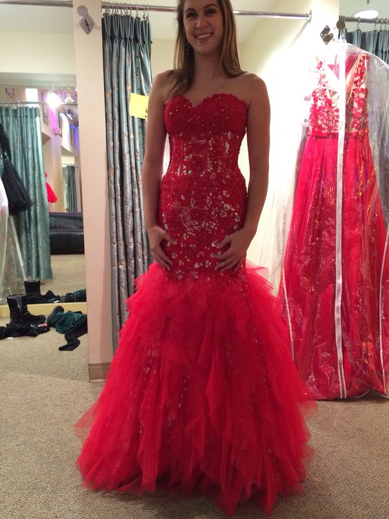 mermaid ruffle prom dress