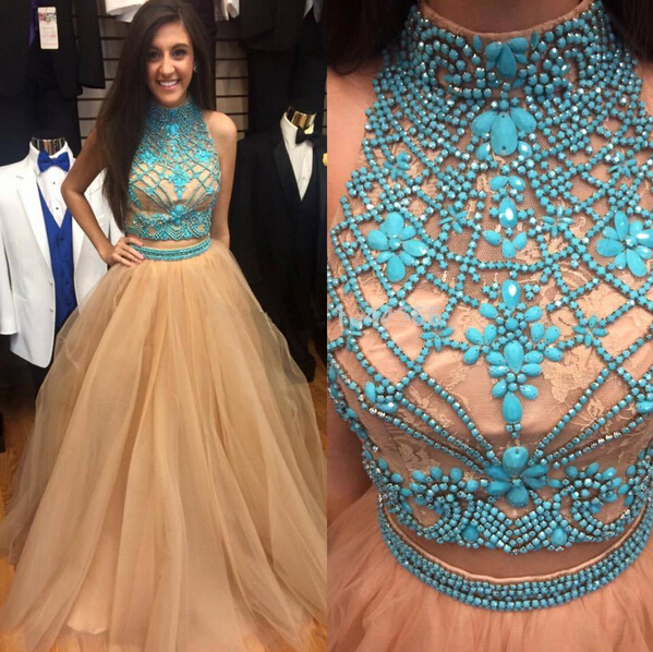 Turquoise Lace Prom Dresses 2018