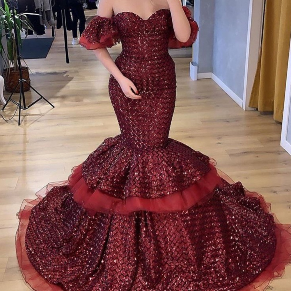 Red Prom Dresses 2019 Sweetheart Neckline Off The Shoulder Lace