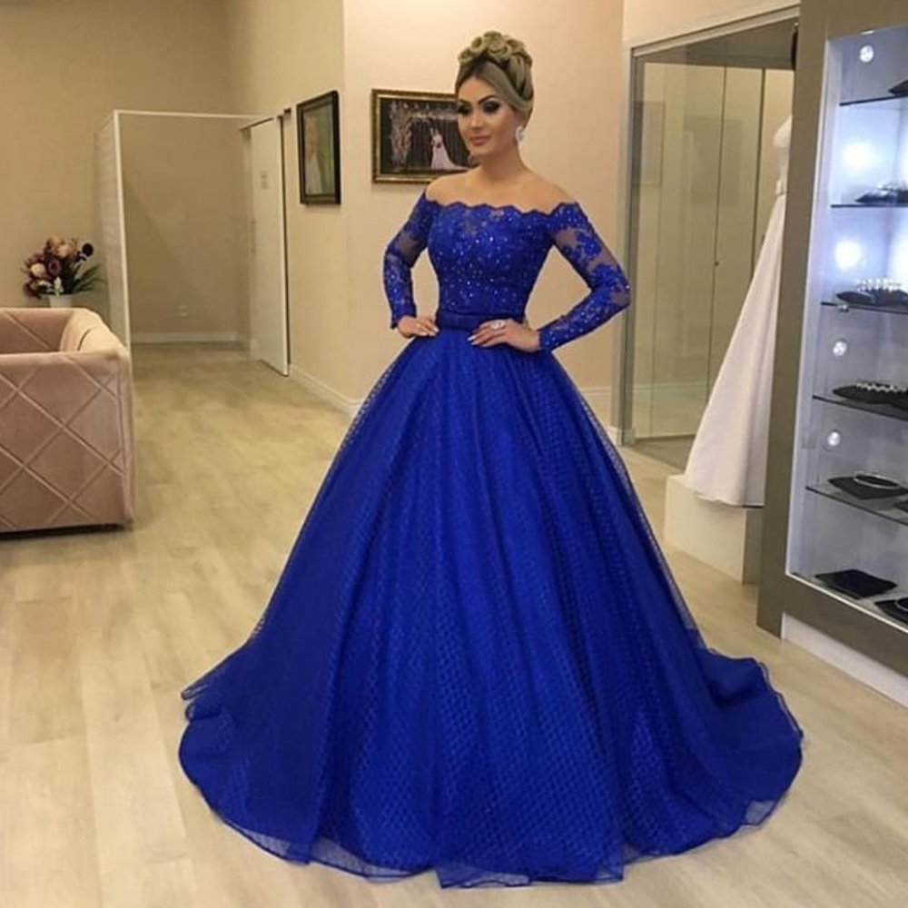 blue prom dresses long sleeve