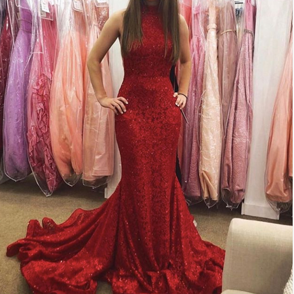 Lace Prom Dresses Mermaid Prom Dresses Red Prom Dresses 2020