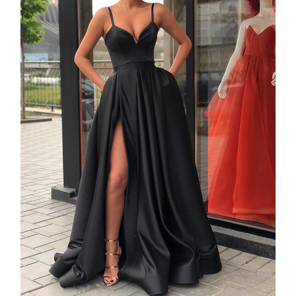 black evening dress formal gown