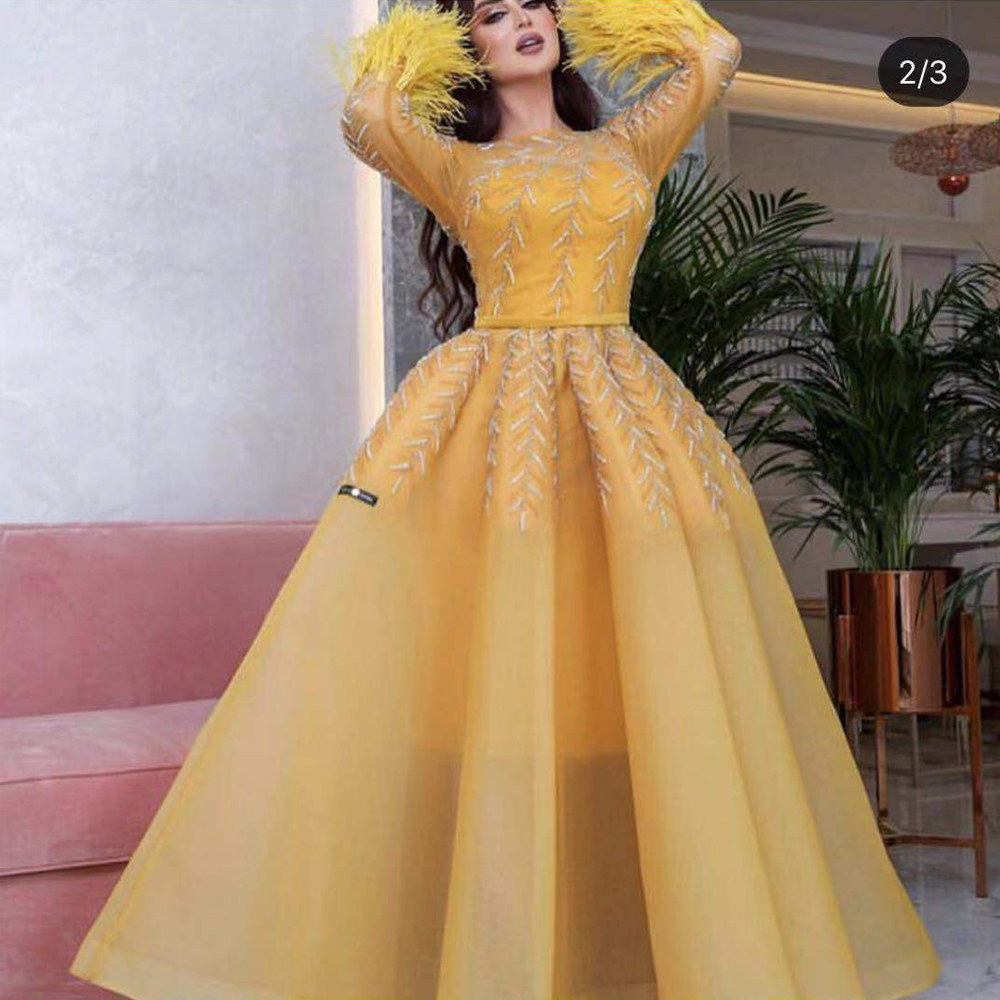 yellow long sleeve prom dresses