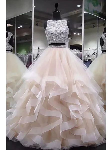 Two Pieces Prom Dresses, Beaded Prom Dresses, Sequins Prom Dresses, Crystal Prom Dresses, Evening Dresses, Party Dresses, Arabic Prom Dresses,