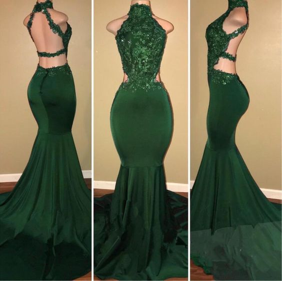 Green Prom Dresses, 2020 Prom Dresses, Backless Prom Dresses, Lace Prom Dresses, Mermaid Evening Drsses, Arabic Prom Dresses, Green Prom Dresses,
