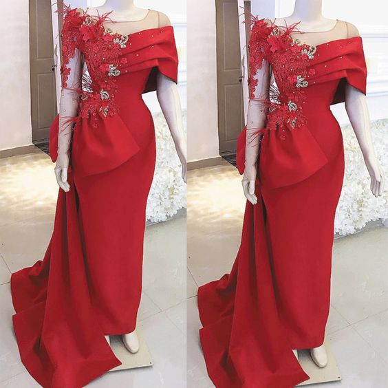 Red Prom Dresses, 2020 Prom Dresses, Feather Prom Dresses, Lace Prom Dresses, Arabic Prom Dresses, Side Slit Prom Dresses, Feather Prom Dresses,