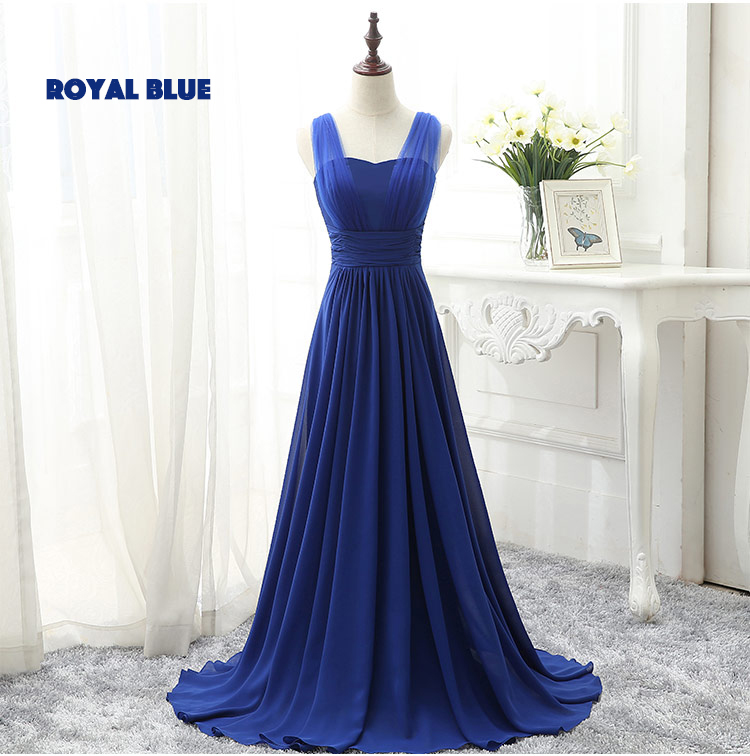 Royal Blue Prom Dresses, Long Bridesmaid Dresses, Pleats Bridesmaid Dresses, Royal Blue Bridesmaid Dresses, Chiffon Evening Dresses, Royal Blue