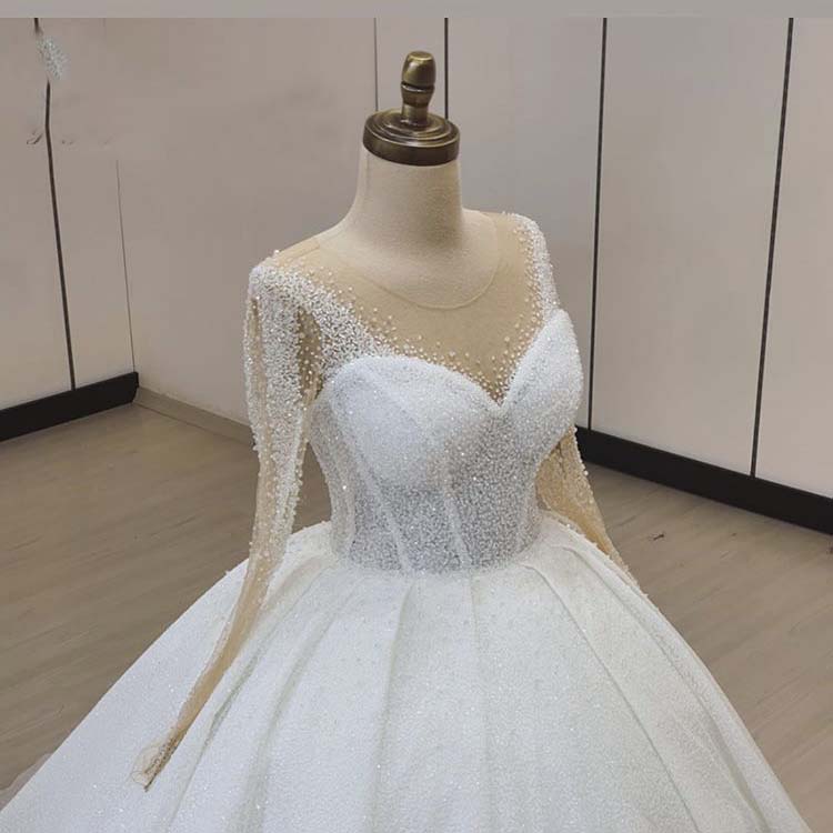 Crystal Wedding Dress, Sheer Wedding Dress, Beaded Wedding Dress, Wedding Dress, Luxury Wedding Dress, Fashion Bridal Dress, Long Sleeve