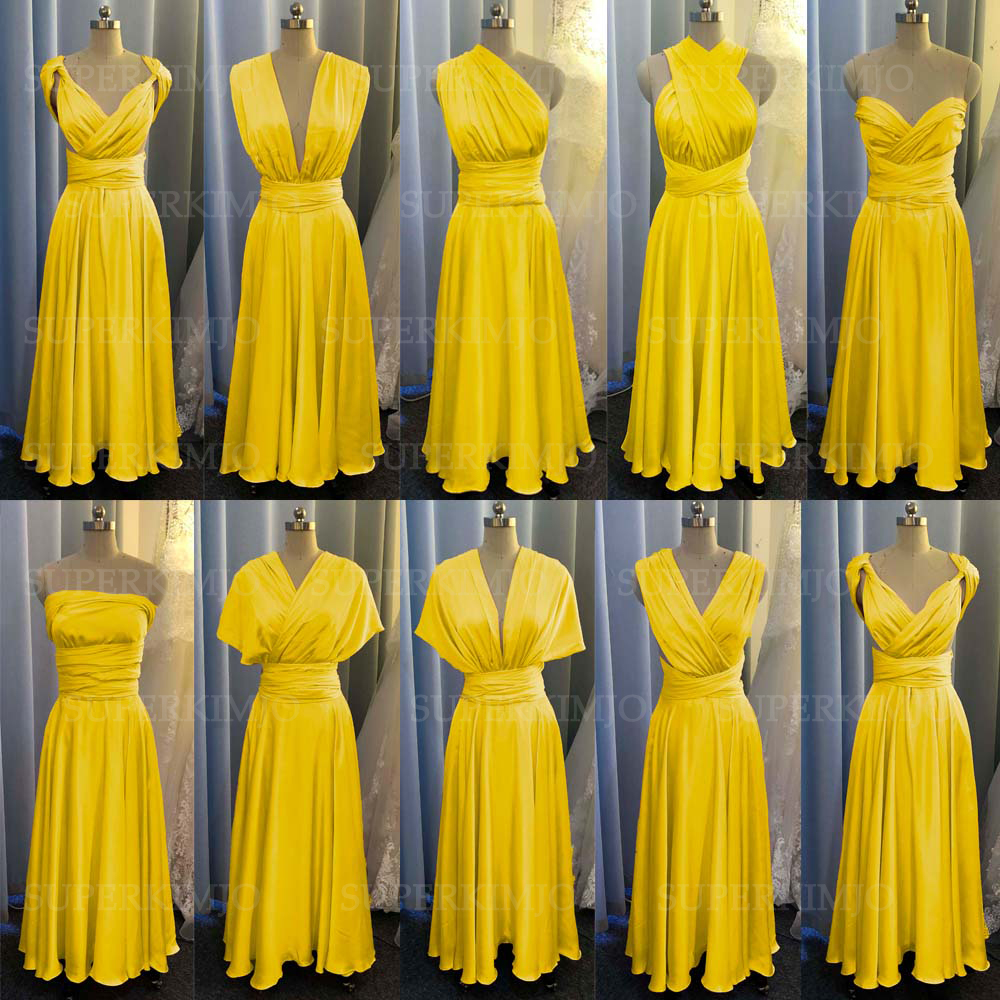 Yellow Bridesmaid Dress, Convertible Bridemsaid Dress, Chiffon Bridesmaid Dress, Long Bridesmaid Dress, Custom Make Bridesmaid Dress, Bridesmaid
