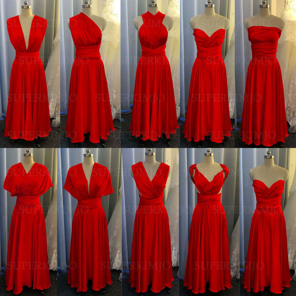 Red Bridesmaid Dress, Convertible Bridemsaid Dress, Chiffon Bridesmaid Dress, Long Bridesmaid Dress, Custom Make Bridesmaid Dress, Bridesmaid