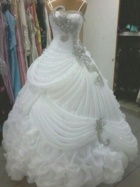 Crystal Wedding Dresses, Pleats Prom Dresses, Beaded Bridal Dresses, Ball Gown Wedding Dresses, Crystal Wedding Dresses, Strapless Neckline