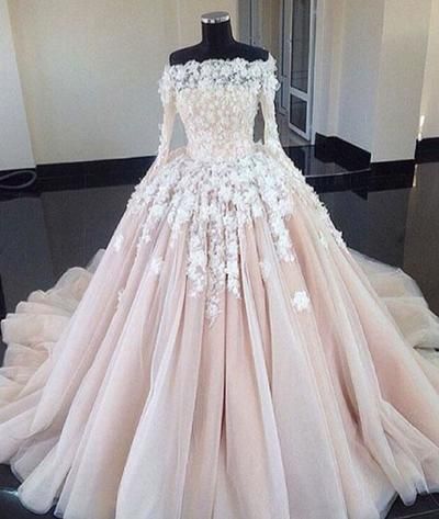 Lace Prom Dresses, Off The Shoulder Prom Dresses, Long Sleeve Prom Dresses, Ball Gown Prom Dresses, Flowers Prom Dresses, Arabic Prom Dresses,