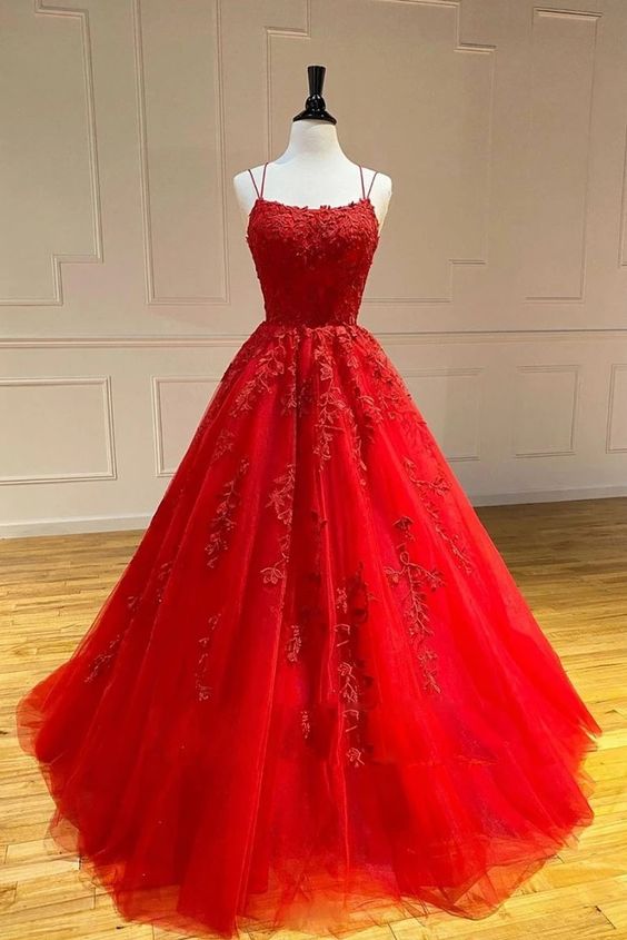 Red Prom Dresses 2021, Sweetheart Neck Prom Dresses, Tulle Prom Dresses, Appliques Prom Dresses, Prom Dresses, Fashion Party Dresses, Red