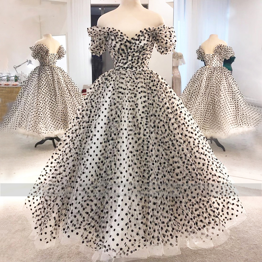 Dotted Prom Dresses, Off The Shoulder Prom Dress, Short Sleeve Prom Dresses, Printed Prom Dresses, Evening Gowns, 2022 Evening Dresses, Evening