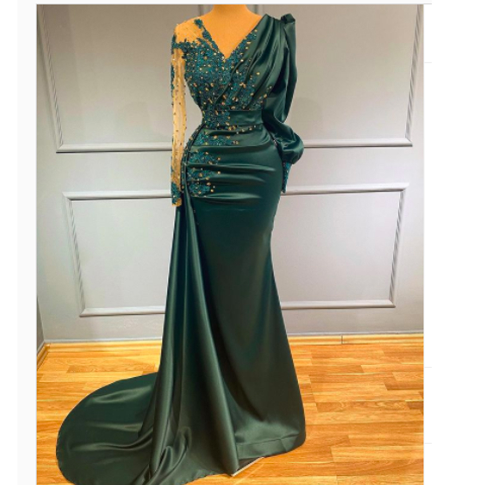 Green Prom Dresses, Lace Prom Dresses, Please Evening Dresses Beaded Evening Gowns, Mermaid Evening Dress, Party Dresses, Sexy Evening Gowns,