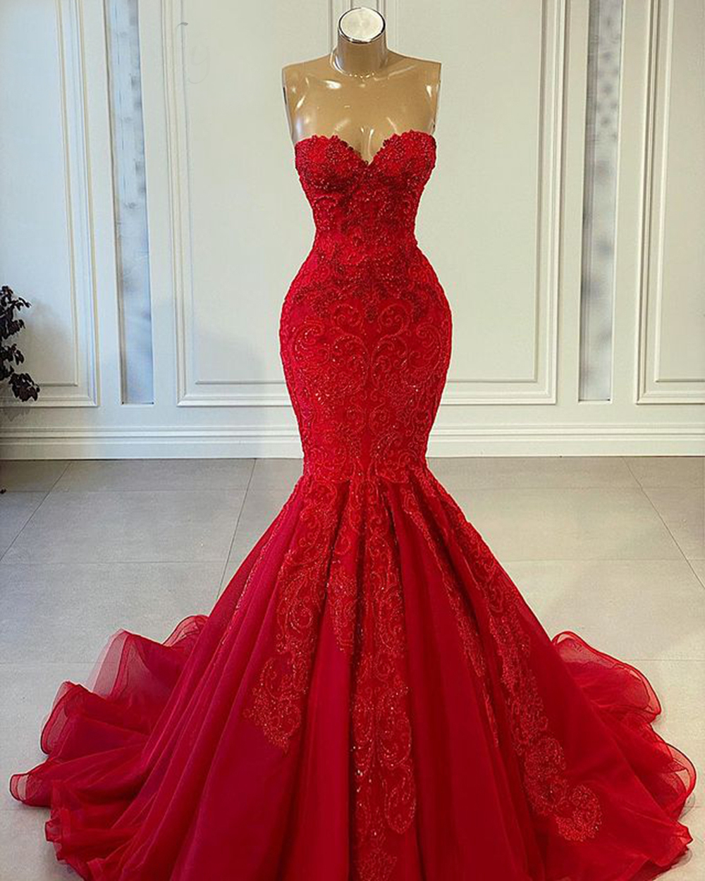 Red Prom Dresses, 2022 Prom Dresses, Mermaid Prom Dresses, Sweetheart Neckline Prom Dresses, Lace Prom Dresses, Red Evening Dresses, Mermaid