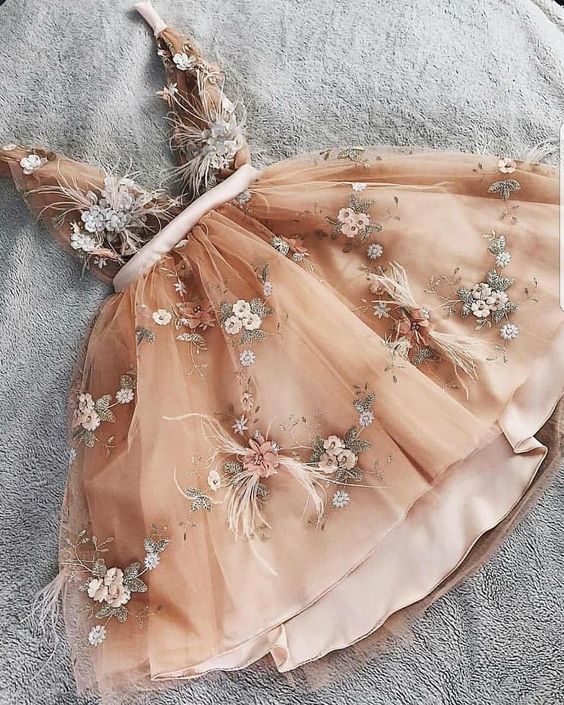 Prom Dresses, 2022 Prom Dresses, V Neck Prom Dresses, Hand Made Flowers Prom Dresses, Champagne Prom Dresses, Hand Made Flowers Prom Dresses, 3d