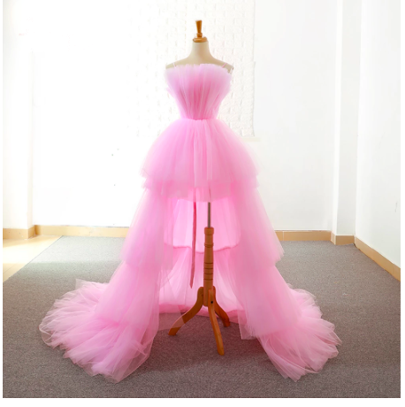 high front and low back prom dresses, pink prom dresses, tulle prom dresses, pleats prom dresses, ruffle evening dresses, custom make prom dresses, 2022 evening dresses, cheap prom dresses, newest evening gowns, 2022 fashion dresses, pink evening dresses