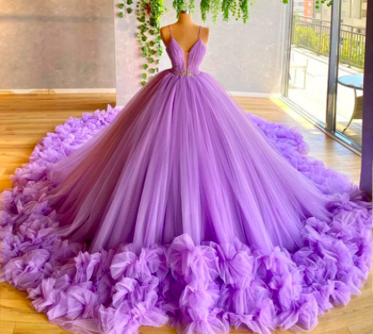 Puffy Prom Dress, Purple Prom Dress, Tulle Prom Dresses, Beaded Prom Dress, Pleats Evening Dress, Quinceanera Dress, Princess Corest Prom
