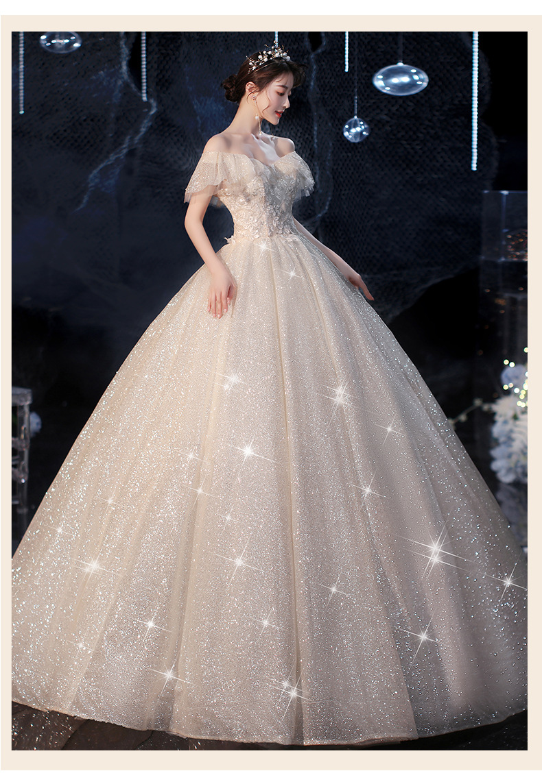 Fantasy Starry Wedding Dress Off The Shoulder Ruffles Bridal Gown Elegant Floor Length Shiny Princess Dresses Vestido De Noiva