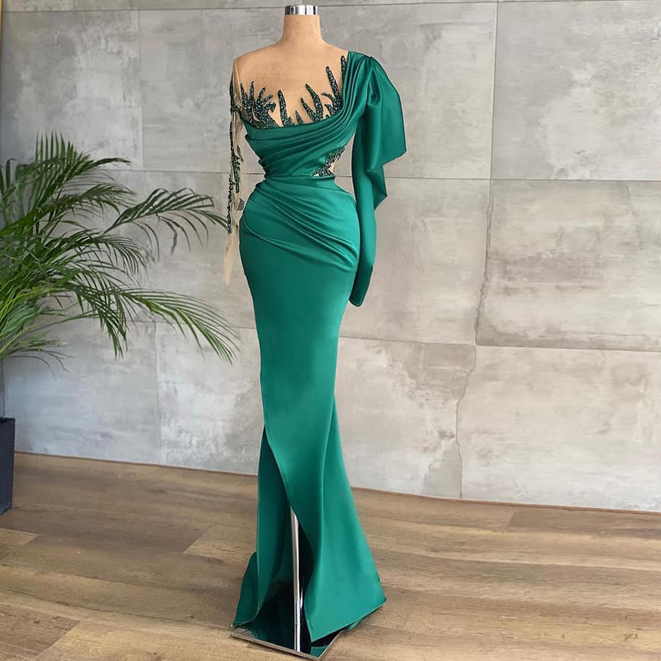 Green Prom Dresses, Beaded Prom Dresses, Pearls Prom Dresses, Evening Dresses, Custom Make Evening Gowns, Fashion Evening Dresses, Party