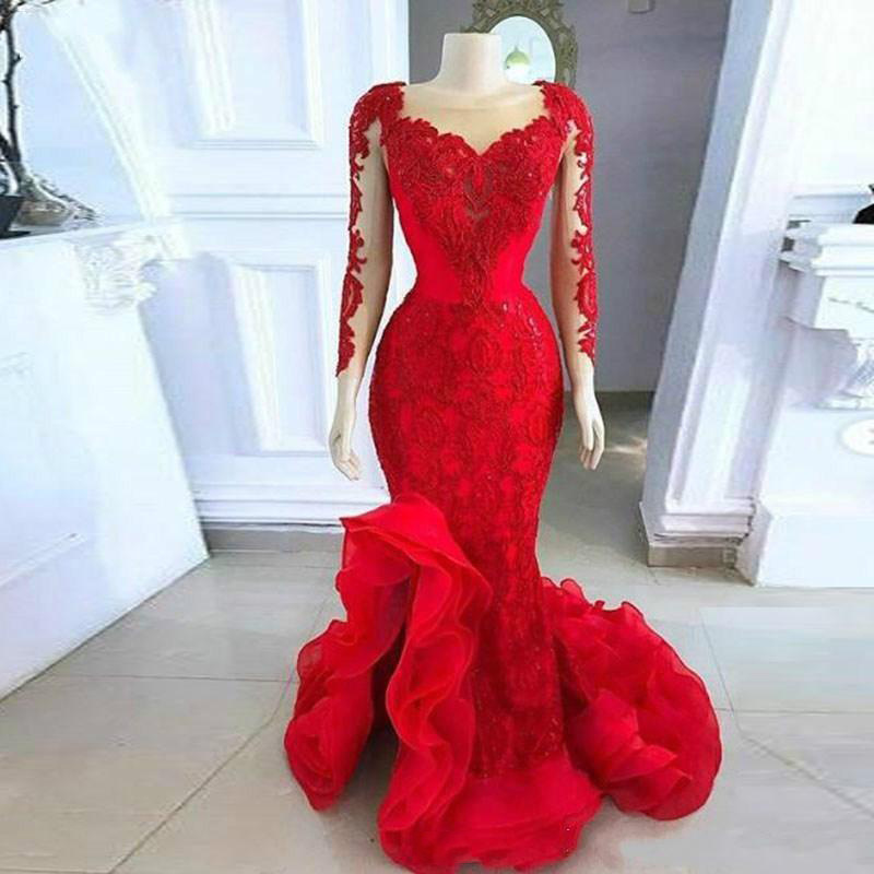 Vestidos De Fiesta, 2022 Evening Dresses, Red Evening Dresses, Side Slit Evening Dresses, Lace Appliques Prom Dresses, Custom Make Evening Gowns,