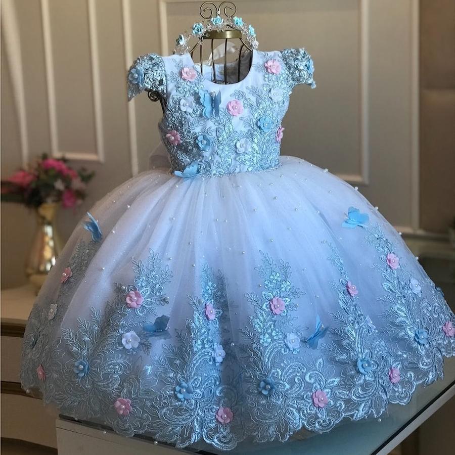 Little Flower Girls Dresses, 2022 Girls Dresses, 2022 Little Girls Dress, Flowers Girls Dresses, Girls Pageant Dress, Blue Little Girls Dress,