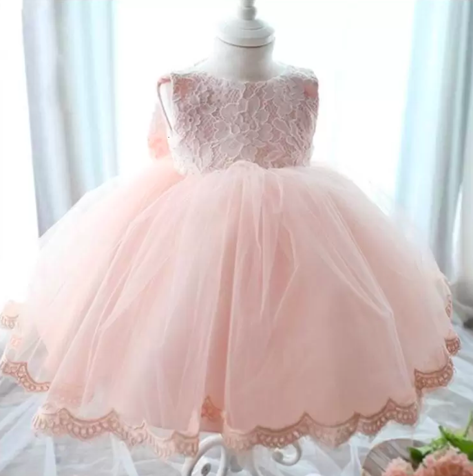 Pink Little Flower Girls Dress, Baby Dress 2022, Little Girls Wedding Party Dresses, Lace Little Girls Party Dress, Little Girls Evening Dresses,