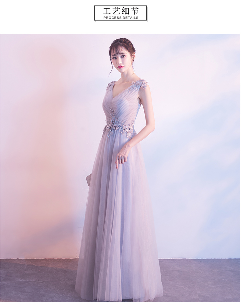 Light Blue Prom Dresses Lace Appliques Beading Sequins Pleats Tulle Floor Length Evening Dresses Gowns Vestidos De Fiesta V Neck Bridesmaid
