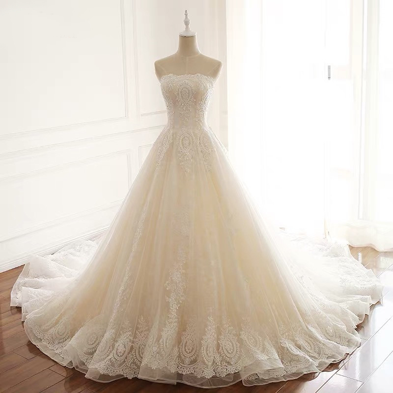 Custom Made Princess Tulle Lace Beading Crystal Formal Elegant Wedding Dresses Wedding Gown 2021 Real Photo