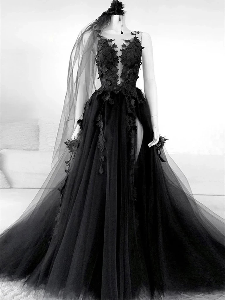 27 Beautiful Black Wedding Dresses That Will Strike Your Fancy ❤ black  wedding dresses ball gown simpl… | Black wedding dresses, Gothic wedding  dress, Ball dresses