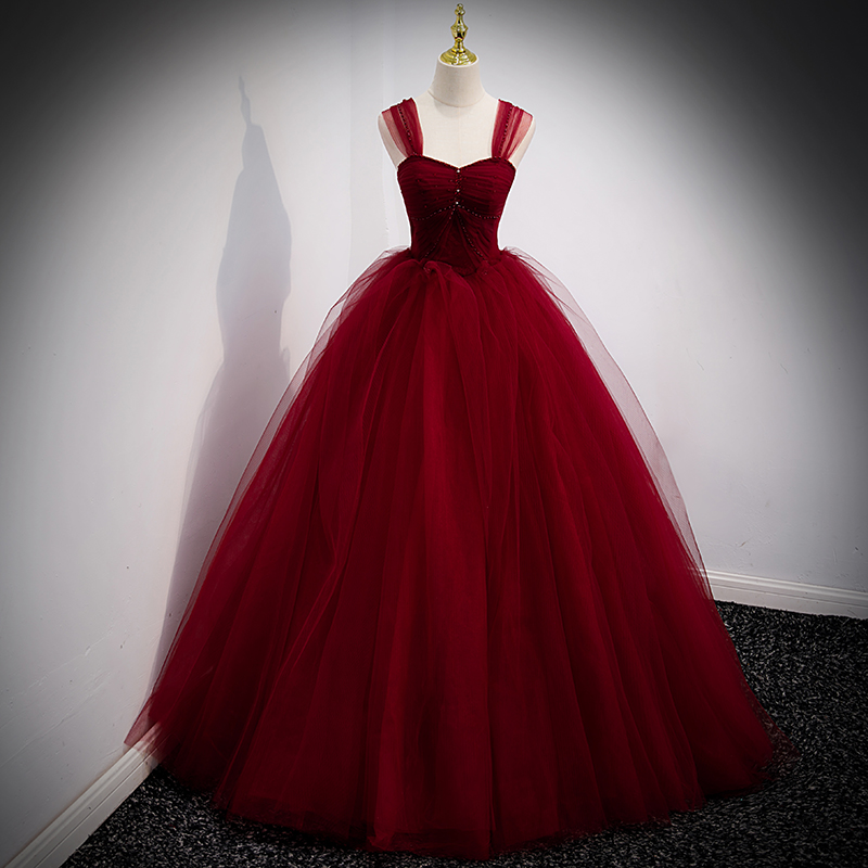 Burgundy Prom Dresses Off Shoulder Sweetheart Neck 2022 Evening Dress Women Backless Formal Party Black Tulle Ball Gown