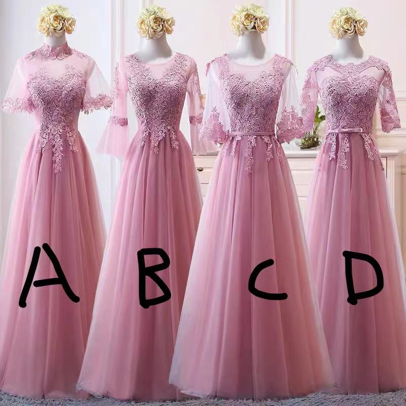 Pink Bridesmaid Dresses, 2022 Bridesmaid Dresses, Tulle Bridesmaid Dresses, Long Bridesmaid Dresses, Lace Wedding Party Dresses, Fashion