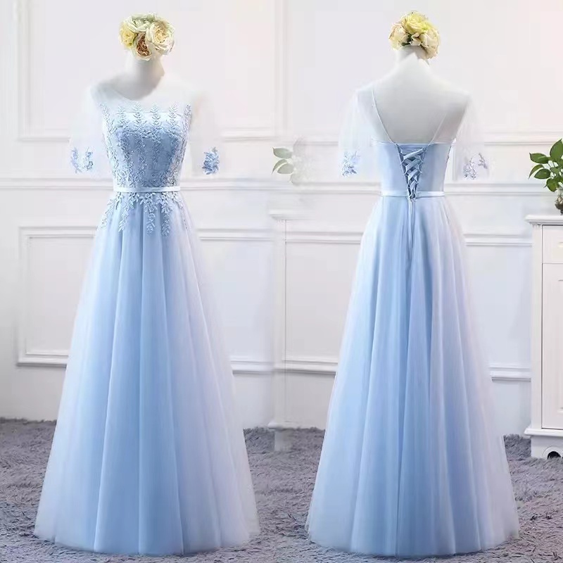 Light Blue Bridesmaid Dresses, Lace Up Bridesmaid Dresses, 2022 Wedding Party Dresses, Lace Bridesmaid Dresses, Long Bridesmaid Dress, 2022