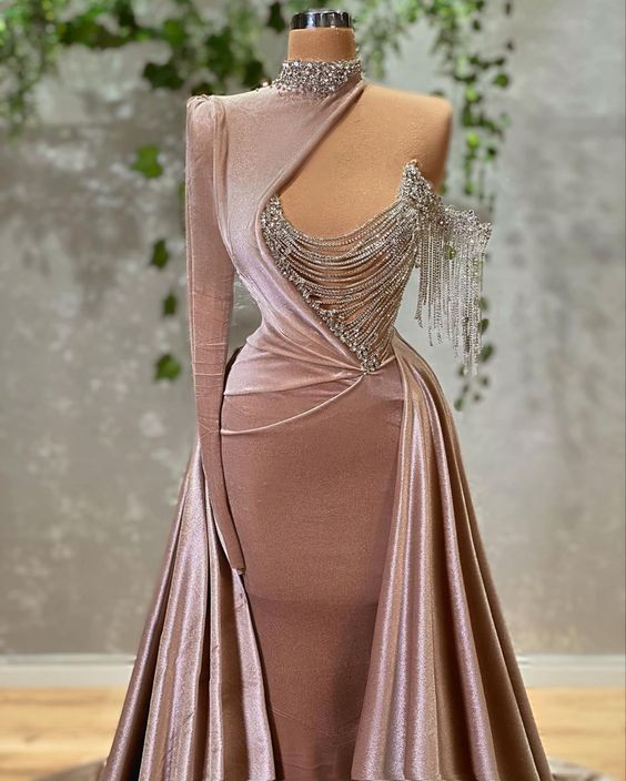 Arabic Prom Dresses, Tassel Prom Dresses, Beading Prom Dresses, Custom Make Prom Dresses, Prom Dresses, 2023 Evening Gowns, Pink Prom Dresses,