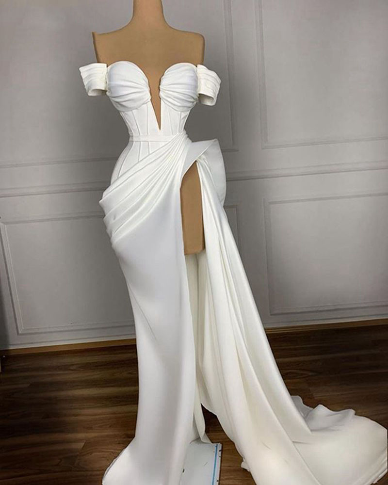 Elegant White Mermaid Evening Dresses Gold Lace Appliques Saudi Arabia Prom  Gowns With Detachable Cape Party Dress Robe - AliExpress