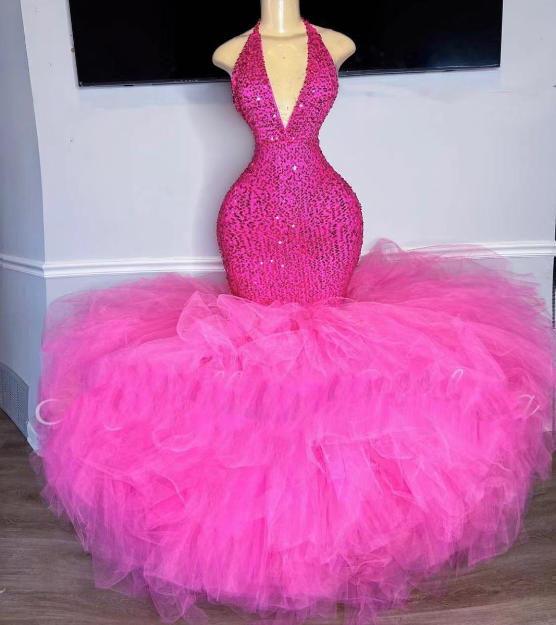 Pink Prom Dresses, Sparkly Prom Dresses, Mermaid Prom Dresses, Tulle Evening Dresses, Mermaid Evening Gowns, Sexy Prom Dresses, Formal Dresses,
