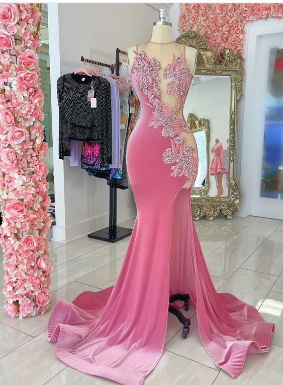 Pink Prom Dresses, Sexy Prom Dresses, Halter Prom Dresses, Velvet Prom Dresses, Evening Dresses, Evening Gowns, Sexy Formal Dresses, Pink