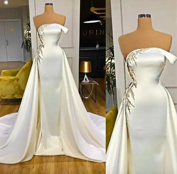 Gorgeous Wedding Dresses Bridal Gown One Shoulder Straps Crystals Beaded A Line Sweep Train Plus Size Custom Made Garden Vestido De