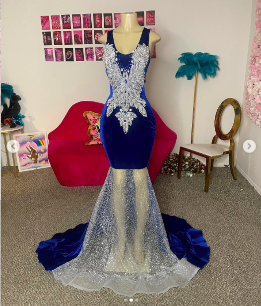 Blue Prom Dresses 2024 Shinning Crystal Prom Dress Mermaid Sparkly Evening Dresses Custom Make Party Dresses