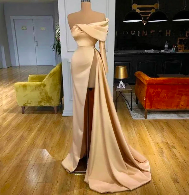 Sexy Mermaid Backless Evening Dresses Fashion Gorgeous Satin Beautiful Off Shoulder High Split Mopping Party Prom Gowns 2024