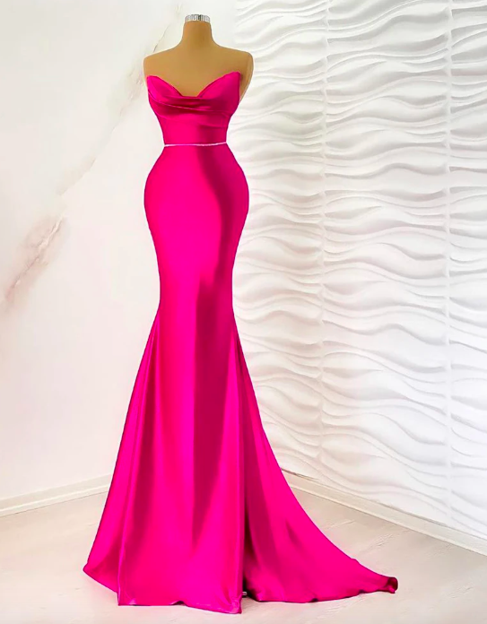 Evening Dresses Exquisite Mermaid Dubai Evening Dress Solid Satin Simple Prom Dresses Gowns