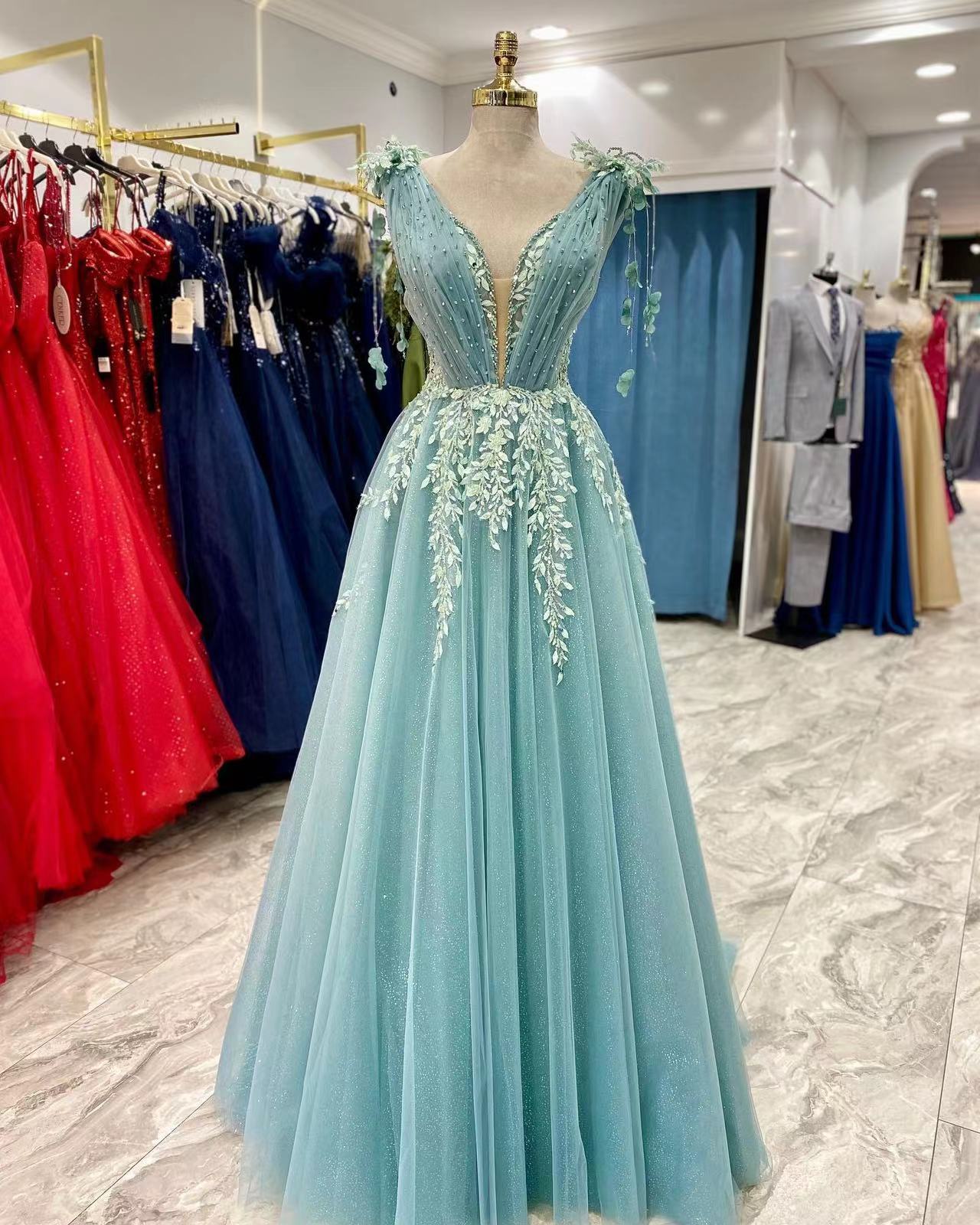 Aqua Blue Prom Dresses Long For Women 2025 Lace Appliques Beading